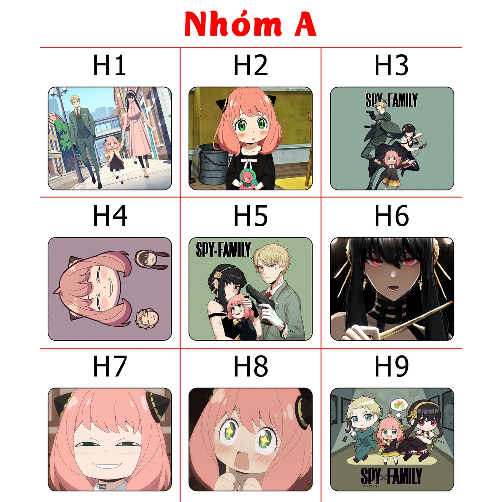 [Có nhiều mẫu] Lót chuột anime Spy x Family - Size 24x20cm