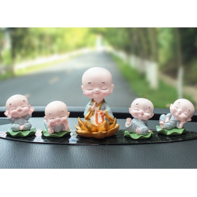 Set tiểu hoà thượng cực đáng yêu ngồi lá sen trang trí taplo Ô Tô, làm quà tặng- Dũng An shop