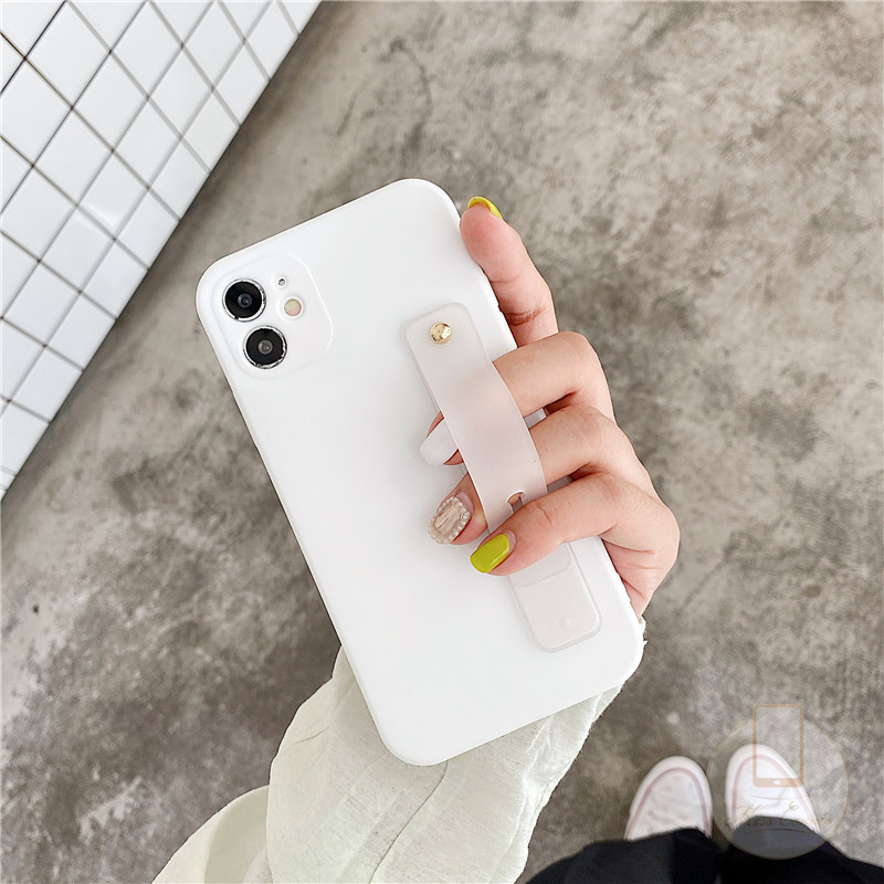 Ốp điện thoại màu kẹo trơn có quai cầm tay cho iPhone 11 iPhone 7plus 8plus iPhone 11