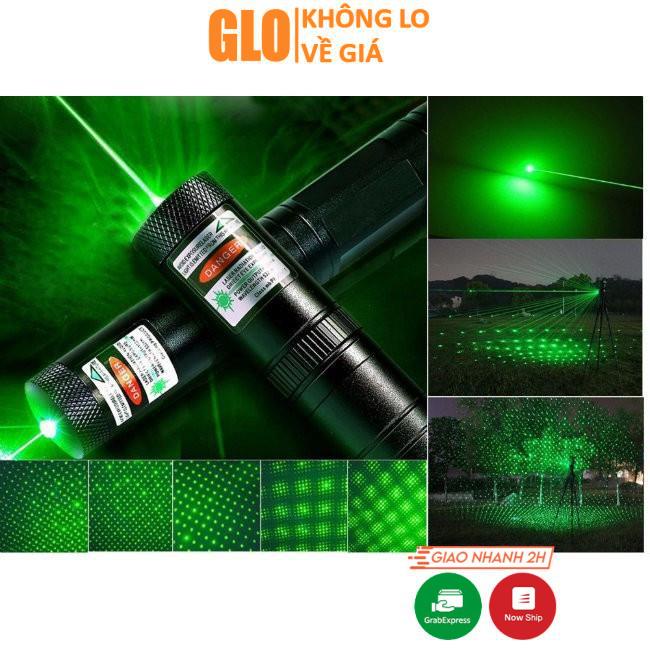 Đèn Pin Laser 303 Ánh Sáng Xanh Lá Hoặc Đỏ Chiếu Xa Cực Mạnh, Kèm Phụ Kiện Chiếu Sao Vạn Hoa Dùng Pin Sạc