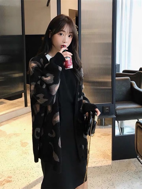 [Sẵn đen] Áo khoác len da báo ullzang | BigBuy360 - bigbuy360.vn