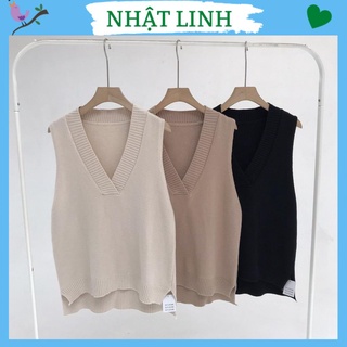 Áo gile len nữ NHẬT LINH áo gile trơn basic xẻ tà 2 bên hông form rộng nhiều màu - A457