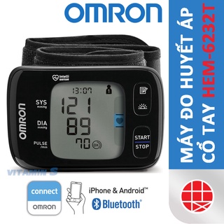 Máy đo huyết áp cổ tay OMRON HEM-6232T ⚡ Thiết kế siêu nhỏ gọn, kết quả đo chính xác với cảm biến định vị có đèn