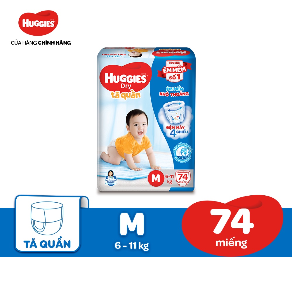 [Mã MKBHUGBU giảm 12% đơn từ 400K] Tã quần Huggies Dry Super Jumbo M74/L68/XL62/XXL56