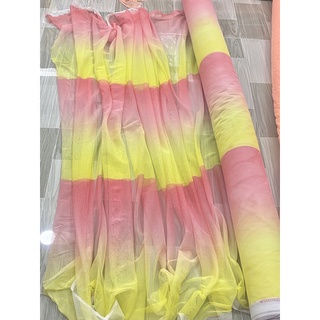 Lưới Ombre Hồng-Vàng Chất Dày Mềm