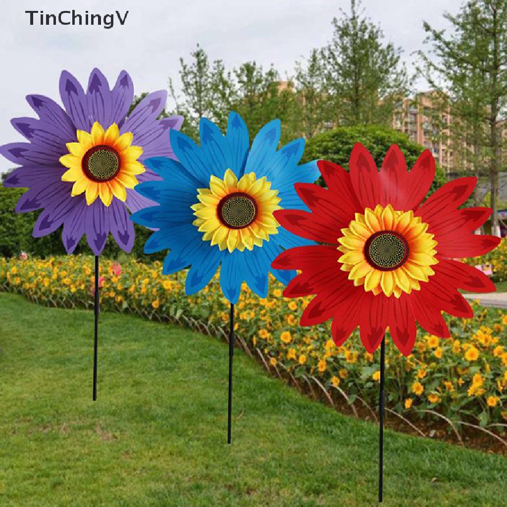 Chong Chóng Hai Lớp Hình Hoa Hướng Dương Trang Trí Sân Vườn