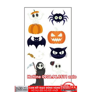 Tấm dán HÌnh xăm tatoo Nam Nữ Dạ Quang trong đêm Halloween Phillip