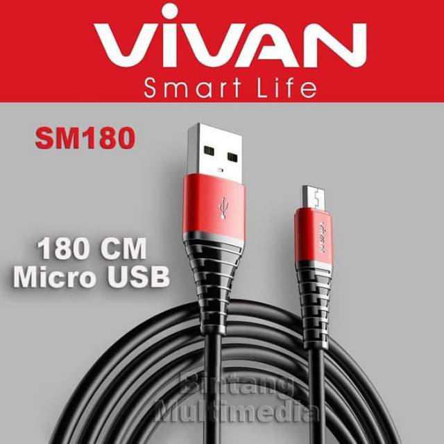 Cáp Truyền Dữ Liệu Vivan 180cm Sm180 Vivan Màu Đỏ Đen