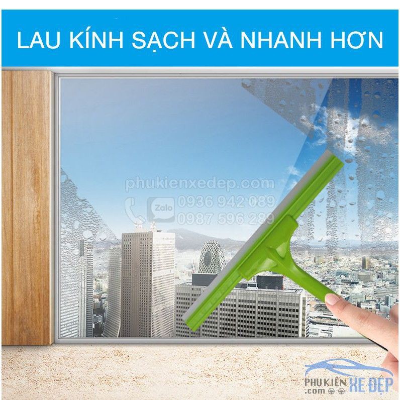 Cây gạt nước kính cầm tay lưỡi Silicon cán bọc cao su bám tay khi sử dụng