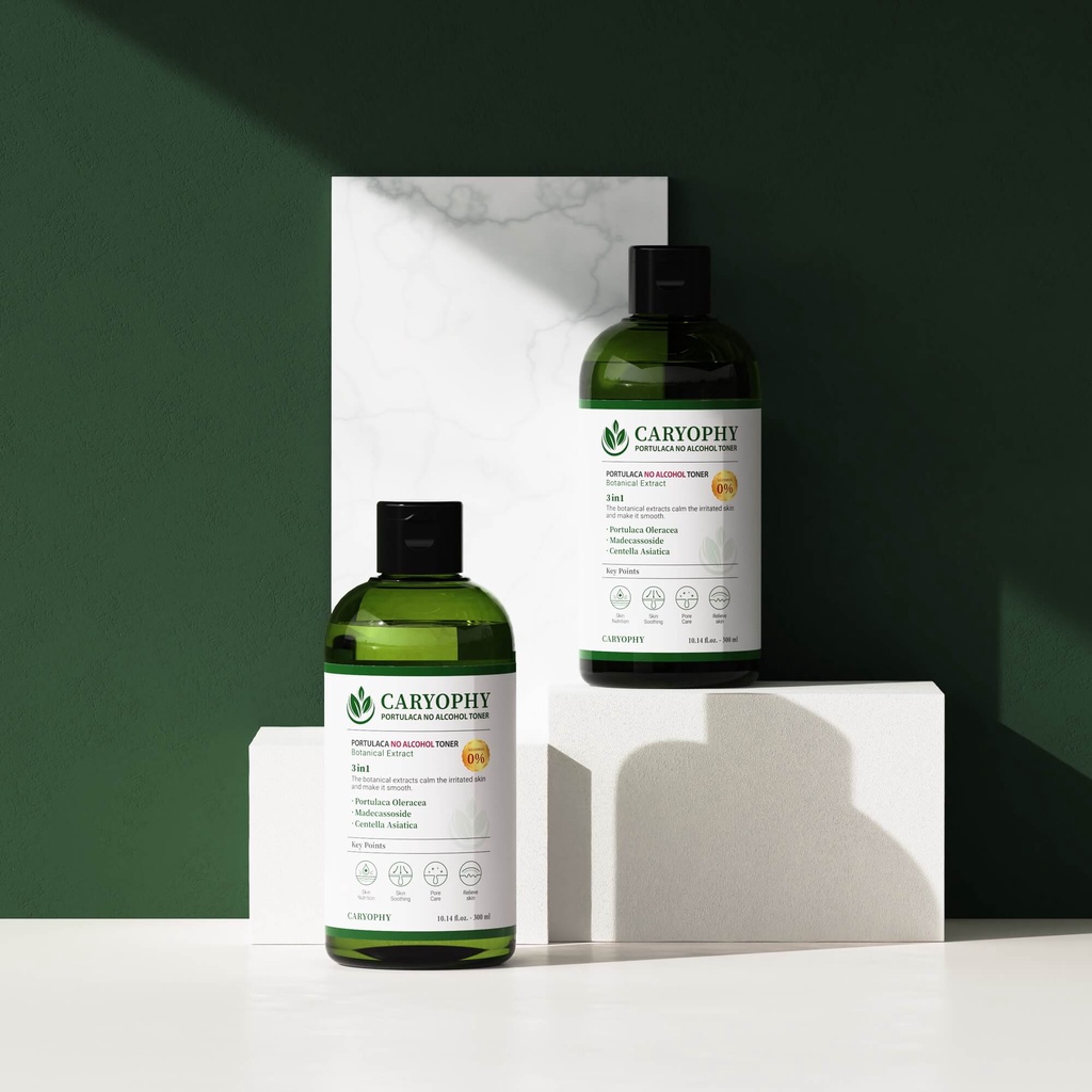 Nước Hoa Hồng Không Cồn CARYOPHY Portulaca Toner Dành Cho Da Mụn Nhạy Cảm 300ml