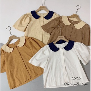 Sơ mi thô cổ bèo Vintage