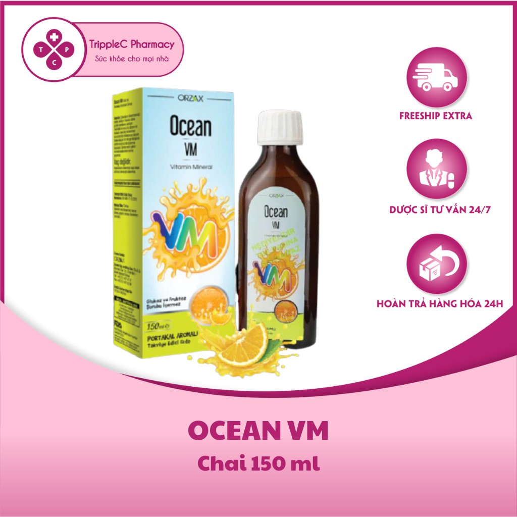 Siro Ocean VM – Bổ sung Vitamin và khoáng chất, giúp trẻ hết biếng ăn, tăng cường sức đề kháng vượt trội (Chai 150 ml)