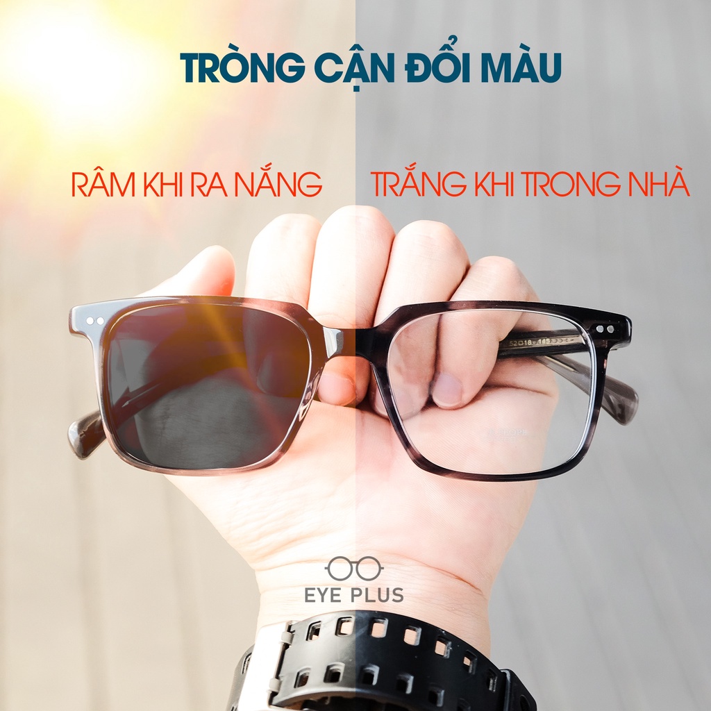 Mắt kính cận nam nữ EYE PLUS Bevis đổi màu chính hãng chống trầy xước