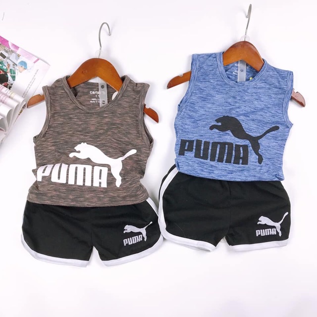 Bộ ba lỗ cotton 4 chiều puma cho bé trai từ 8kg-18kg