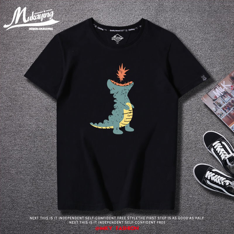 Áo thun nam nu form rộng nam nữ tay lỡ hàn quốc logo khủng long | BigBuy360 - bigbuy360.vn