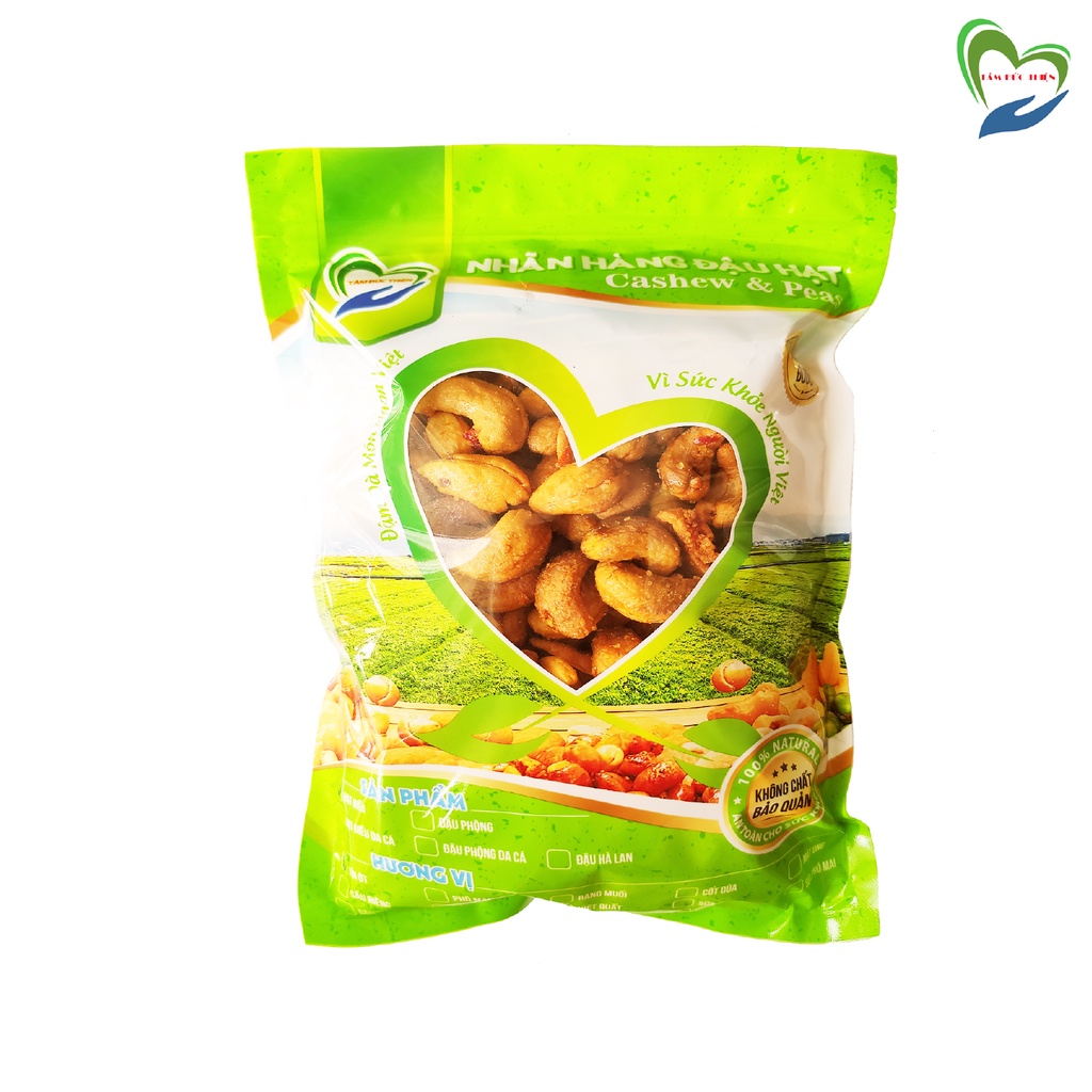 Túi 500GR Hạt Điều Rang Tỏi Ớt Nguyên Liệu Sạch Tâm Đức Thiện