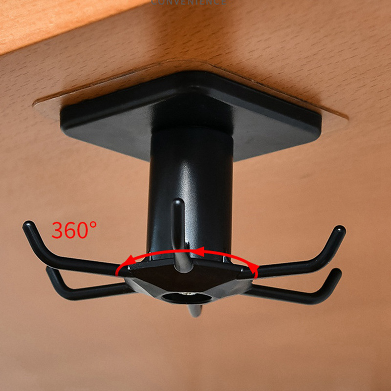 Giá treo đồ dùng có 6 móc xoay 360 độ tiện lợi cho nhà cửa