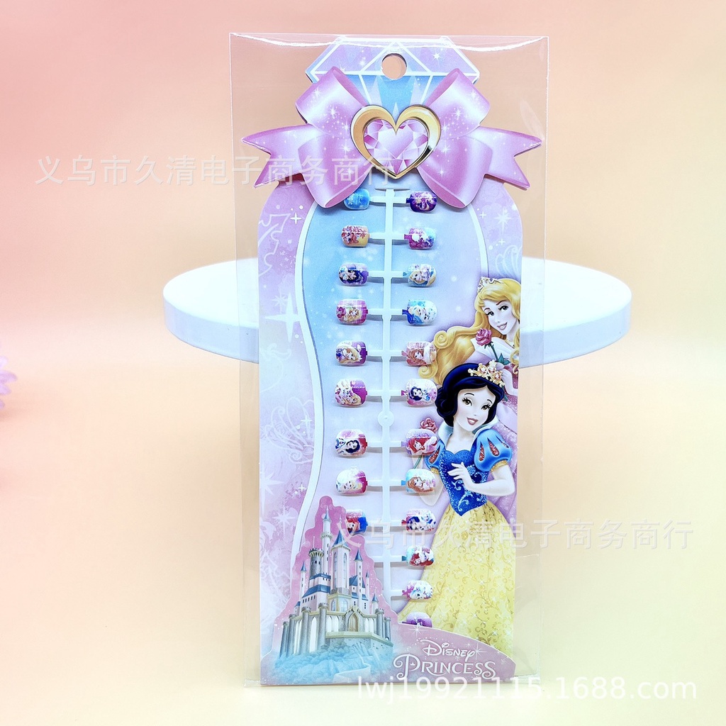 Set 24 Móng Tay Giả (Dùng một lần) Họa Tiết Công Chúa Elsa, Bạch Tuyết, Micky Trẻ Em