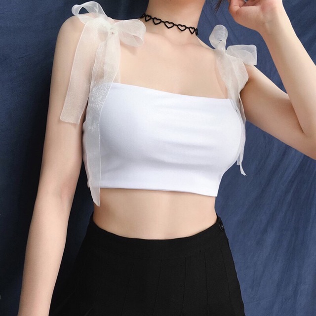 Áo croptop dây cột nơ body_Video