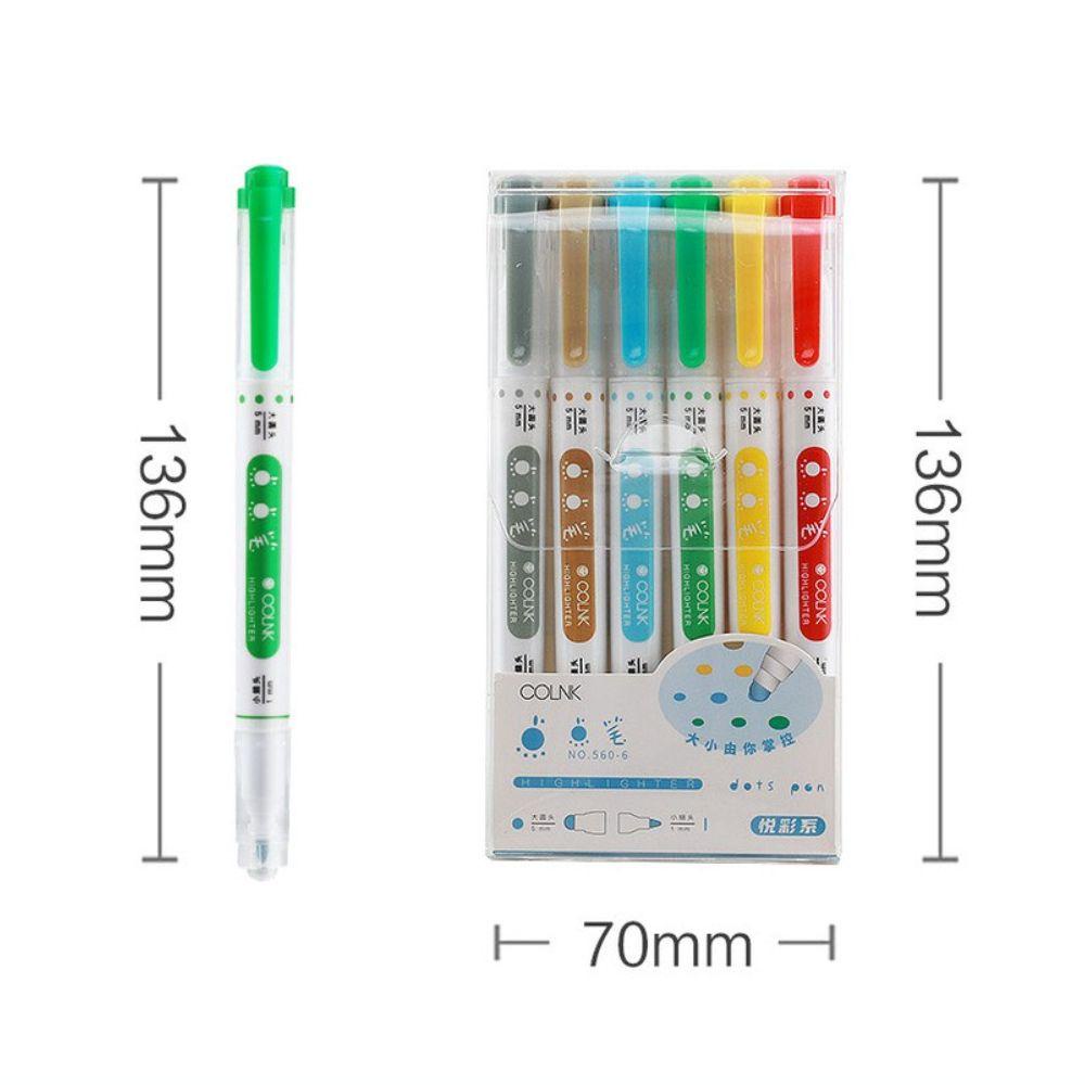PEWANY Bộ 6 Bút Vẽ Graffiti Hai Đầu Siêu Bền Tiện Dụng Cho Học Sinh / Văn Phòng