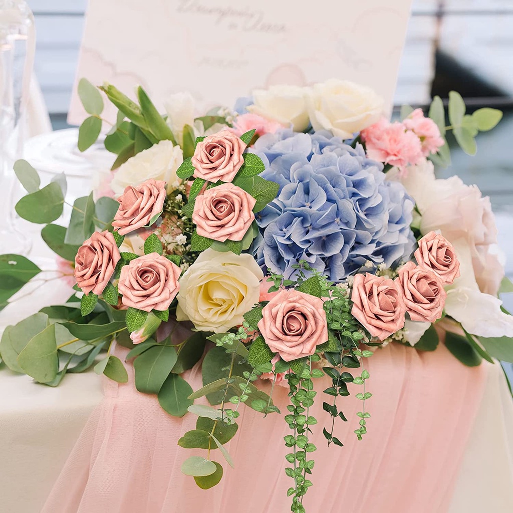 Set 25 Bông Hoa Hồng Giả Bằng Xốp Dùng Để Trang Trí Nhà Cửa / Tiệc Cưới / Valentine