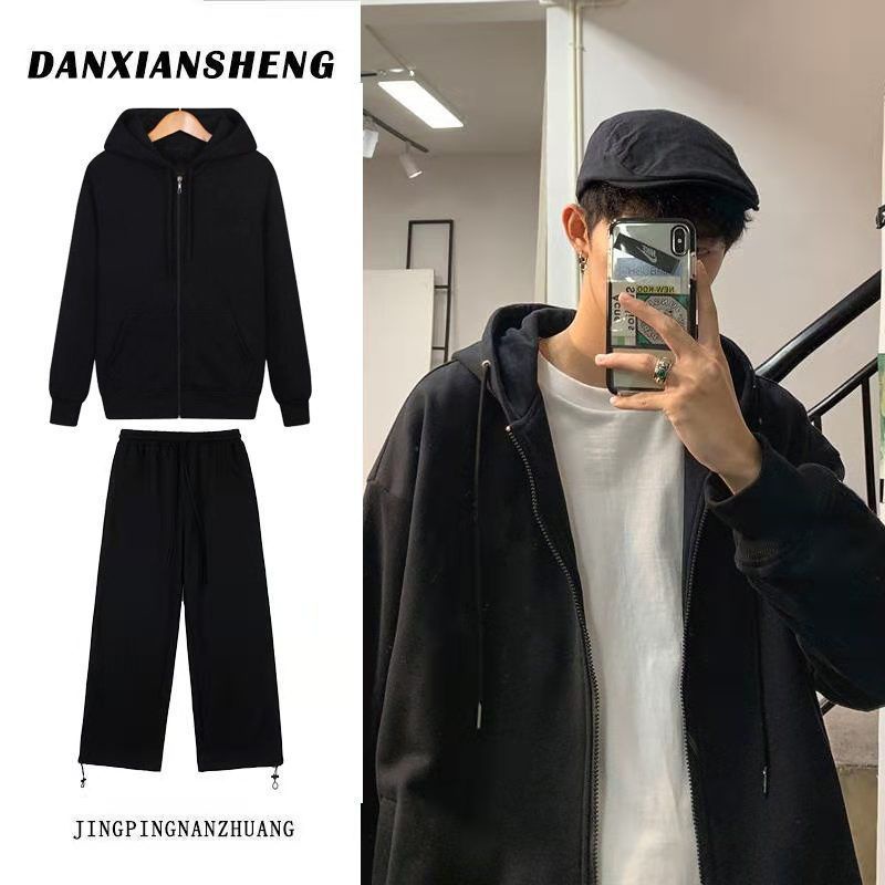 SET ÁO KHOÁC NAM CÓ MŨ + QUẦN ỐNG RỘNG CẠP CHUN HÀNG QUẢNG CHÂU