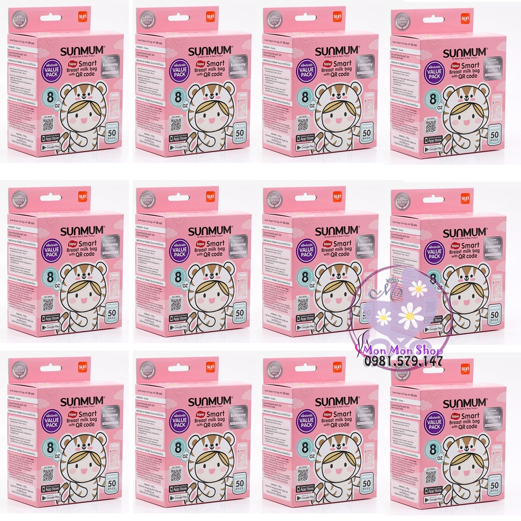 (Nguyên tem) Sỉ 1 thùng 12 hộp túi trữ sữa Sunmum Thái Lan 100ml/ 250ml hàng công ty