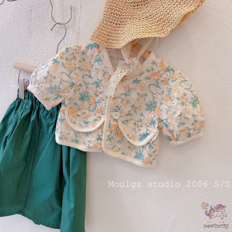 Set Áo In Hoa + Chân Váy Đáng Yêu Xinh Xắn Cho Bé Gái