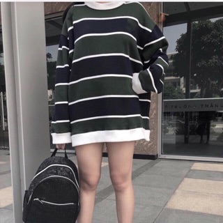 Áo kẻ xanh đen nhí trắng
