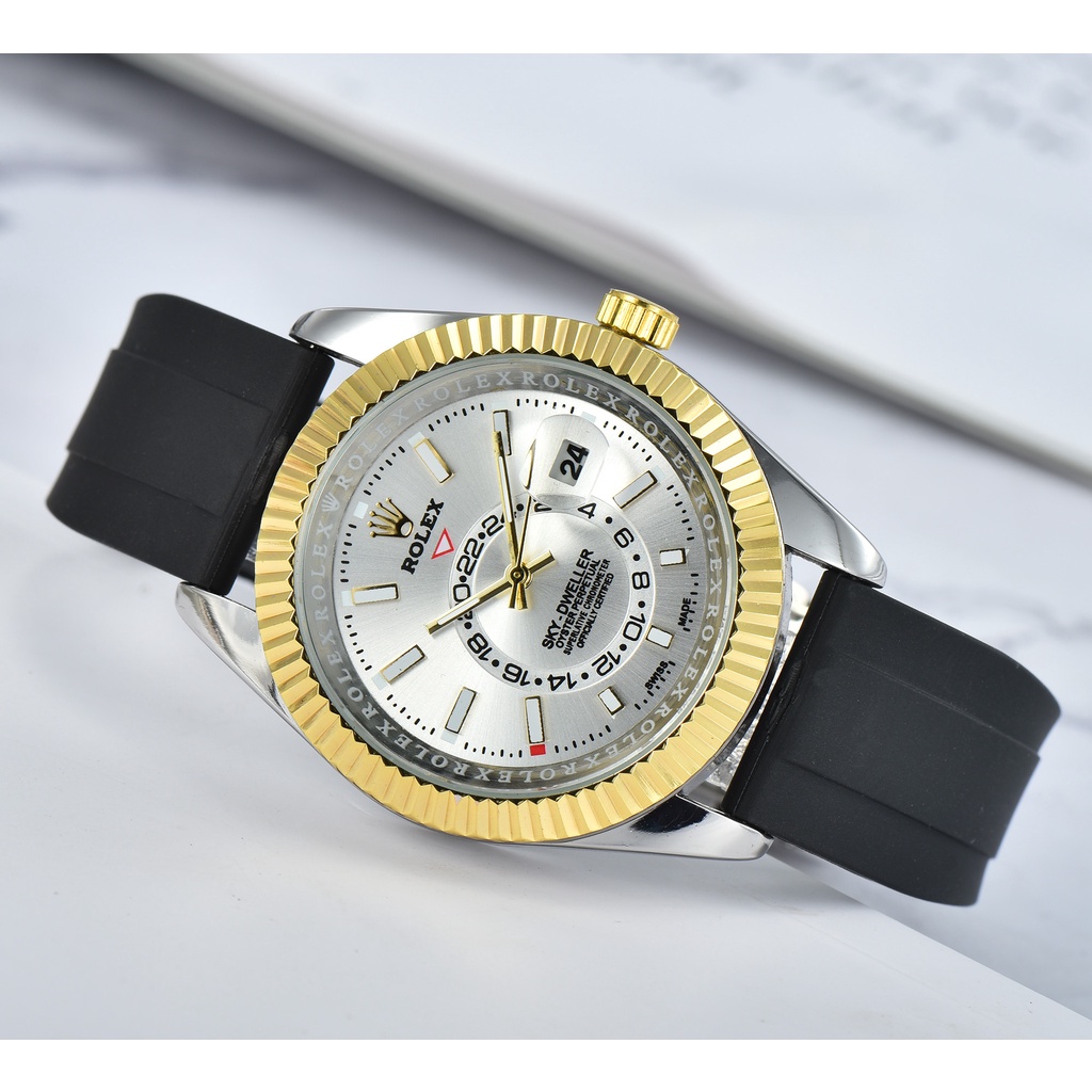 Đồng Hồ Thể Thao Unisex Dây Cao Su Sọc Ro * lex 40MM Thời Trang Cá Tính