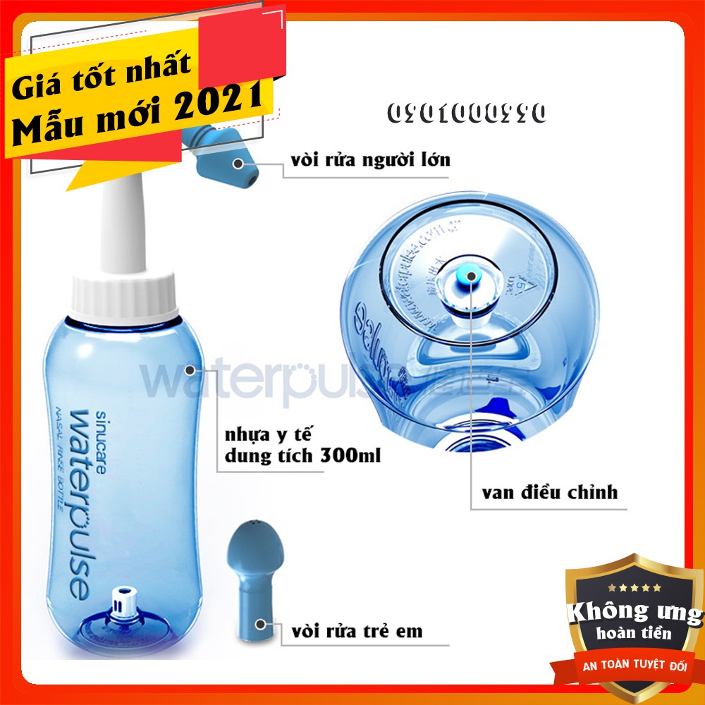 [Hàng chính hãng, full box] Bình rửa mũi cho bé Waterpulse - 2 vòi rửa TẶNG KÈM MUỐI RỬA