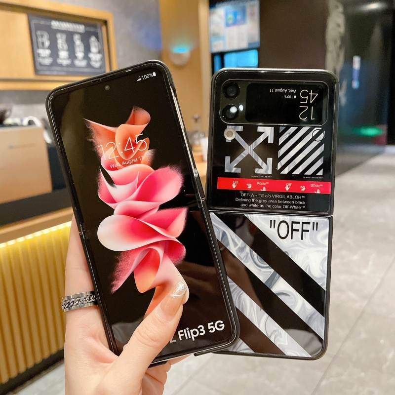 Ốp Điện Thoại Kính Cường Lực In Hình Hoa Chống Sốc Cho Samsung Galaxy Z Flip 3