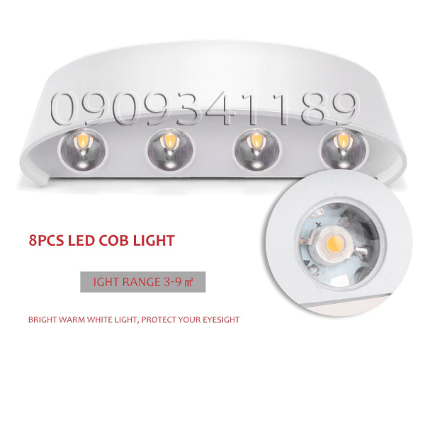 Đèn Led hắt tường treo tường gắn tường trong nhà ngoài trời 6 bóng 8 bóng Led 220V VNT624