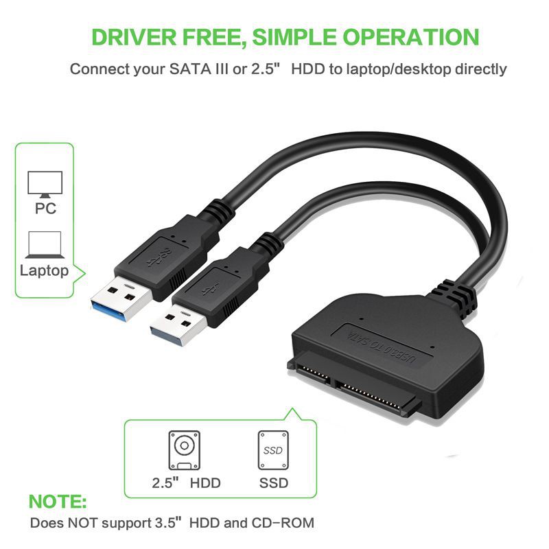 Dây cáp chuyển đổi cổng USB 3.0 sang SATA 22Pin cho ổ cứng HDD / SSD 2.5 inch