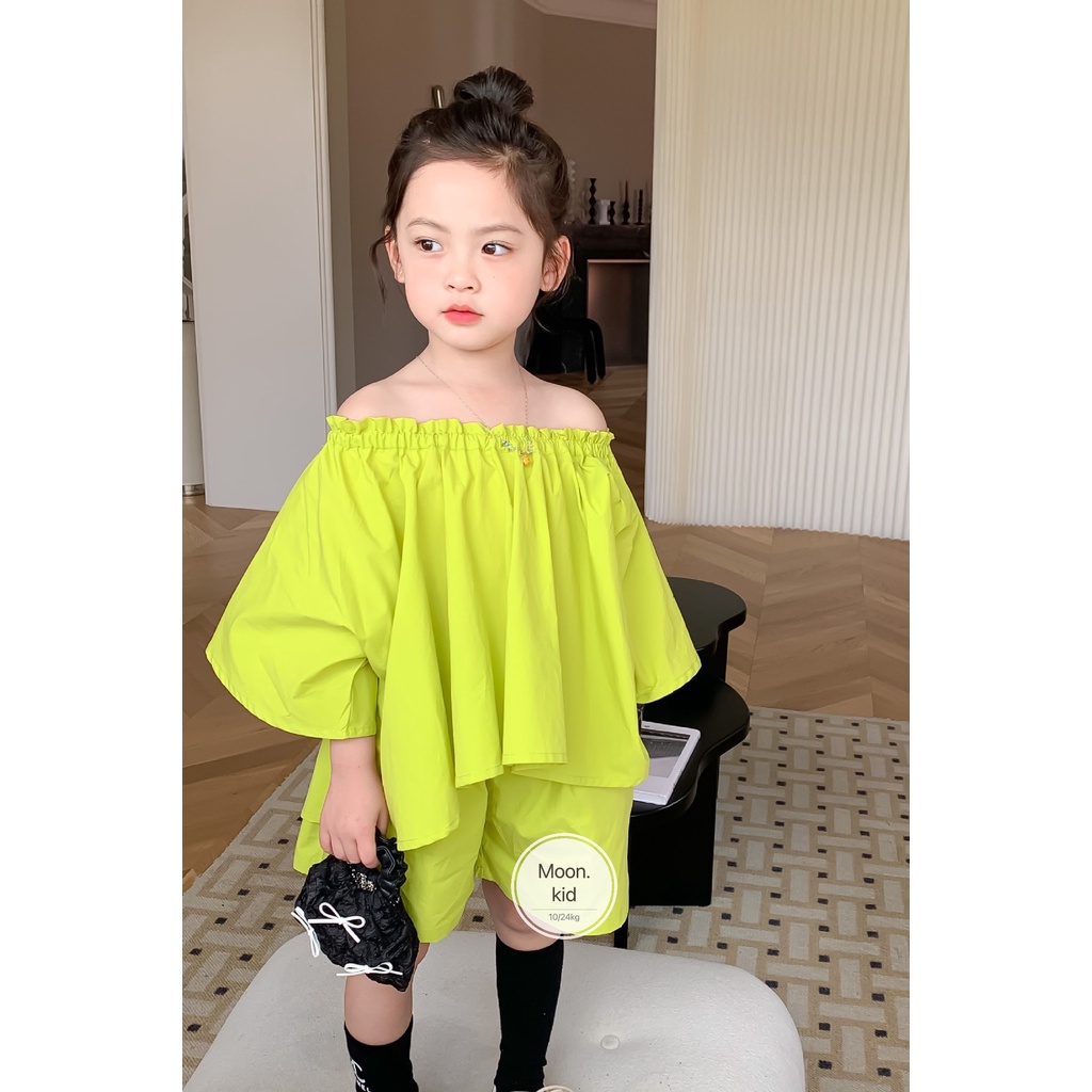Đồ bộ quần áo cổ tròn cho bé gái sành điệu 8-20kg
