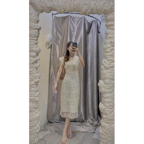 Váy body ren tay cánh tiên cao cấp, đầm ren body thiết kế dạ hội