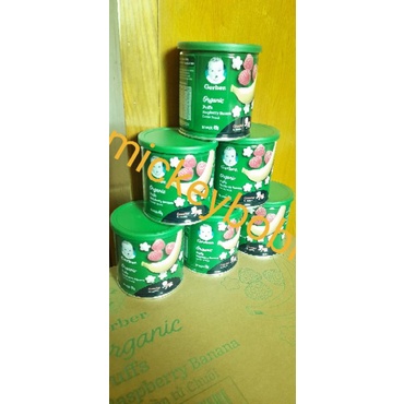 Bánh ăn dặm gerber organic vị chuối và mâm xôi 49g