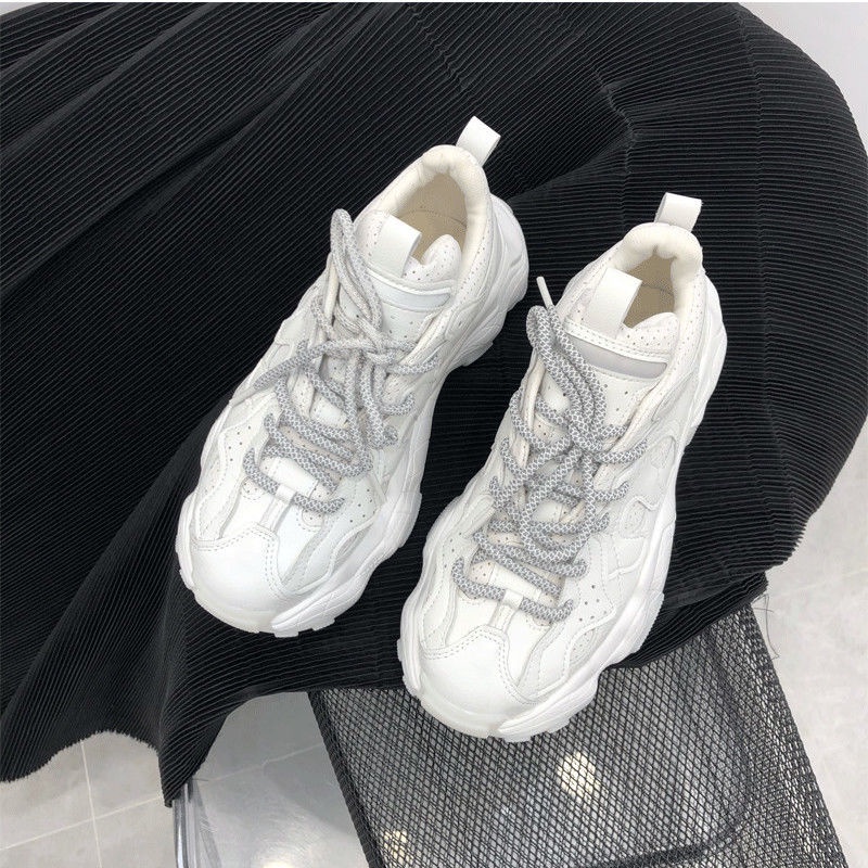 Giày Thể Thao Da Mềm Đế Dày Tăng Chiều Cao Thời Trang Hè Thu 2022 Phong Cách Châu Âu Cho Nữ