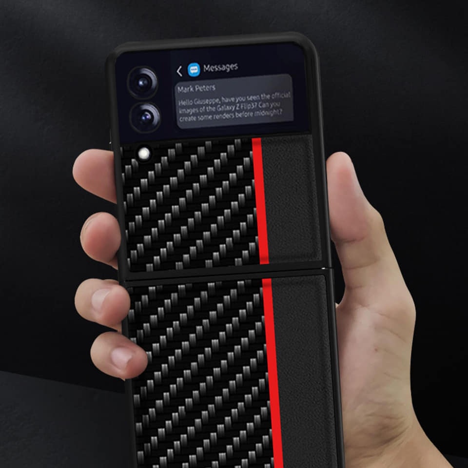 Ốp lưng Samsung Z Flip3 họa tiết giả vân Carbon