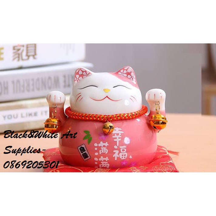 Mèo thần tài Maneki Nhật bản để bàn, cao 9cm, nhiều màu sắc