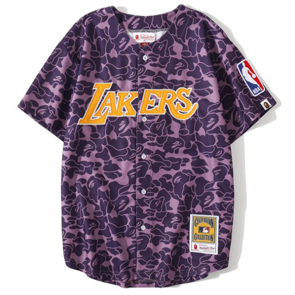 Áo Sơ Mi Đồng Phục Bóng Chày BAPE X NBA DB30 Giản Dị Dành Cho Nam Và Nữ