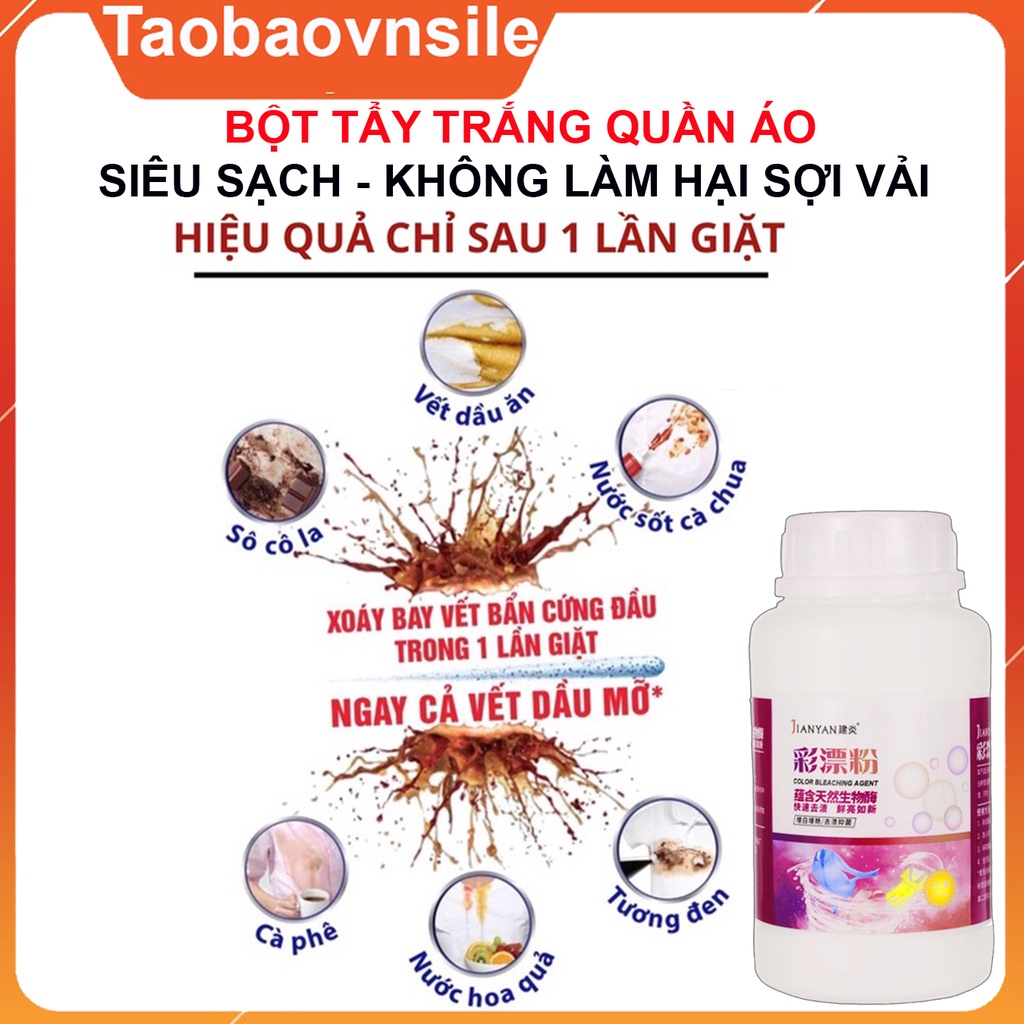 [2 LỌ] Bột Tẩy Trắng Quần Áo - Tẩy Trắng Quần Áo - Hộp Bột Giặt Trắng Mốc Ố Vàng, Javen Làm Sạch Vải