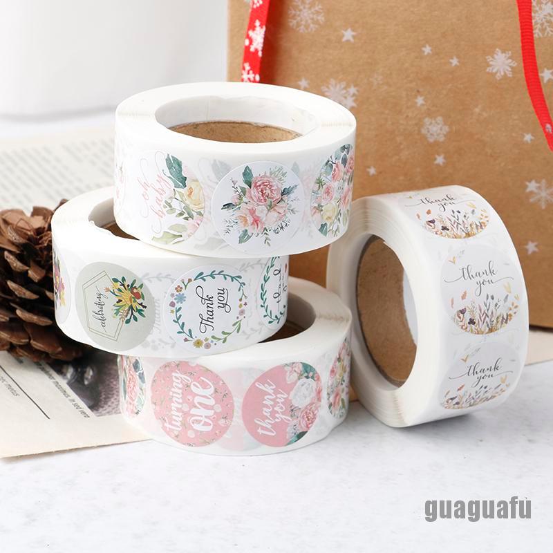 1 Cuộn 500 Nhãn Dán Thank You Họa Tiết Hoa Trang Trí Tiệc Cưới