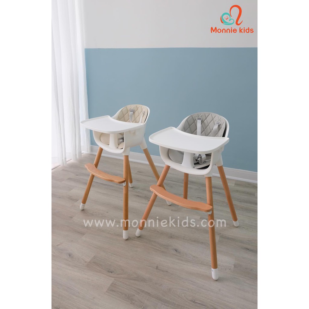 Ghế ăn dặm cho bé Momo chân gỗ 6M+, bàn ăn dặm tùy chỉnh cho trẻ 25kg - Monnie Kids
