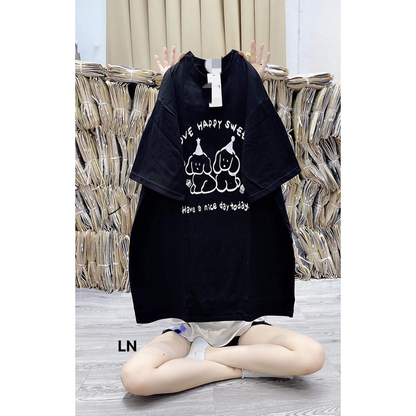 Áo phông 2 con chó form thụng-3L5N