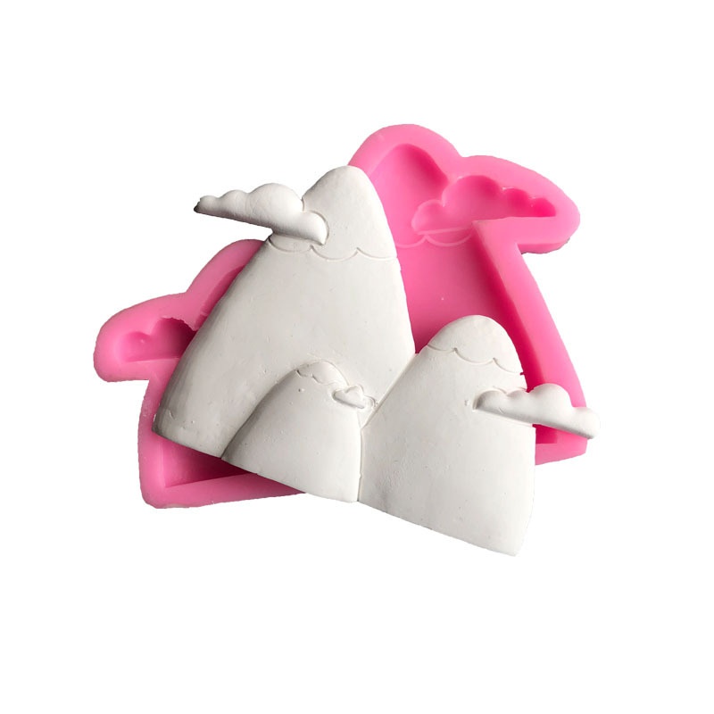 Khuôn Silicone Tạo Hình Làm Bánh Kẹo Hình Ngôi Nhà Núi Hoa Hướng Dương