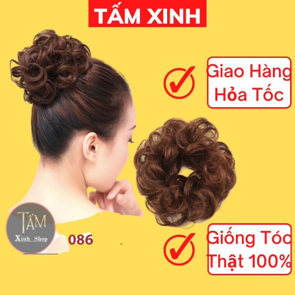 Tóc giả búi ❤️FREESHIP❤️ Giảm 5k khi [ Follower THEO DÕI TRANG] - Tóc giả búi cột xoăn