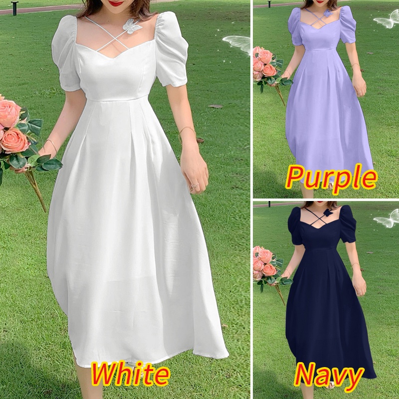 Đầm ZANZEA dáng dài tay phồng cổ vuông thời trang Hàn Quốc cho nữ