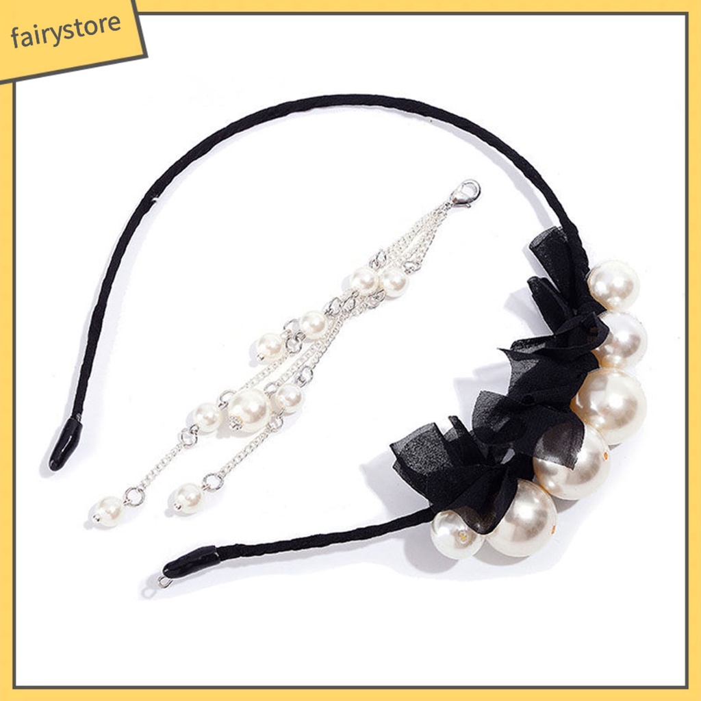 Băng Đô Cài Tóc Đính Ngọc Trai Giả Sang Trọng Cho Nữ