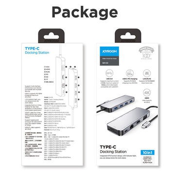 Bộ chuyển đổi hub 10 trong 1 Joyroom type C to USB3.0 / USB2.0 / HDMI / PD / RJ45 / SD / TF card / VGA 10 in 1